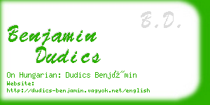 benjamin dudics business card